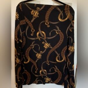 Ralph Lauren Equestrian Silky Long Sleeve Top  Size Women’s XL New Without Tags